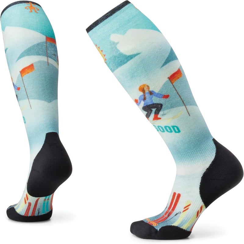 Women's Ski Targeted Cushion Bunny Print Over the Calf Socks